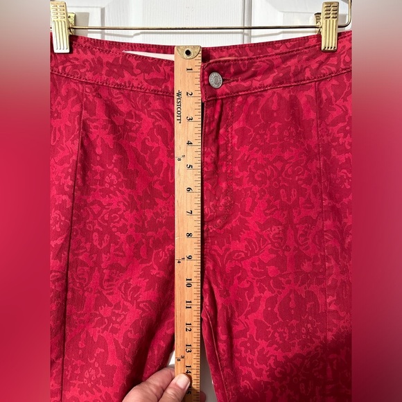 PILCRO Anthropologie Flocked High Rise Leggings size 28  Cranberry PRISTINE - Picture 5 of 12
